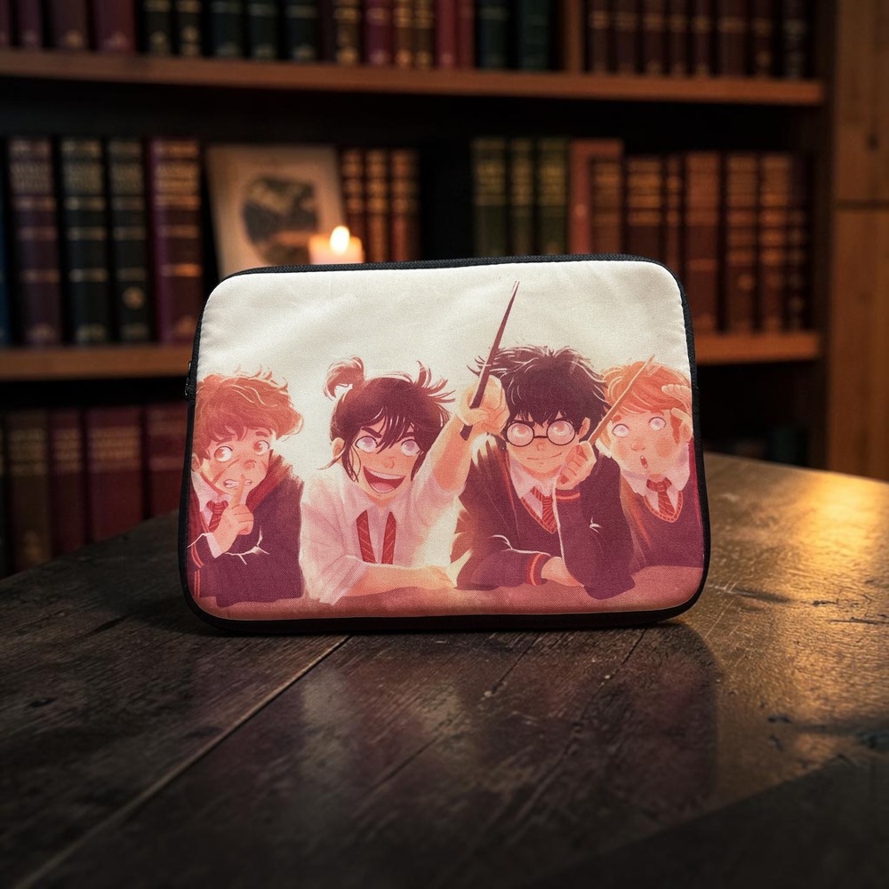 Anime Style Harry Potter Padded Laptop Tablet Sleeve Case 12x9 Magic Fan Art